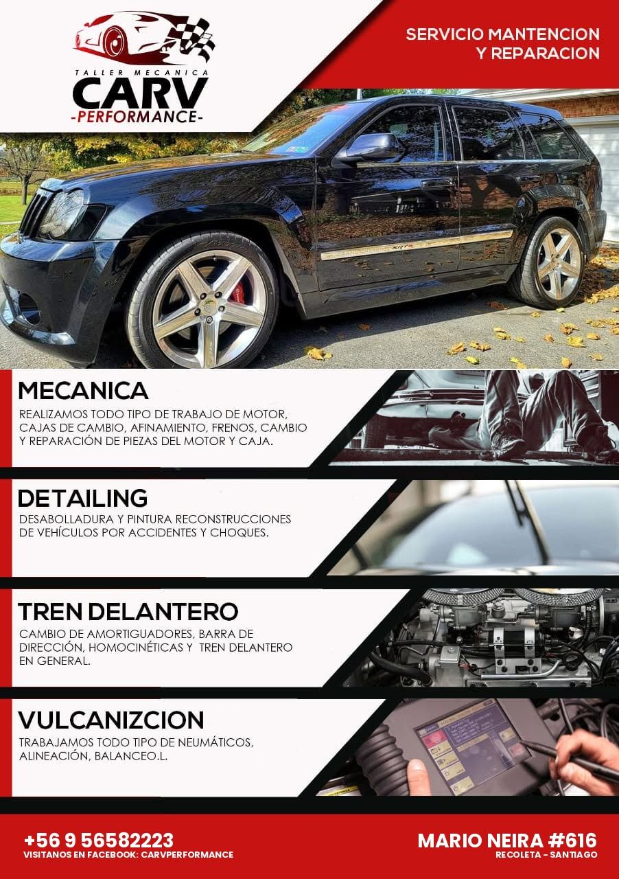 Carta de presentación con los servicios de Carv-performance